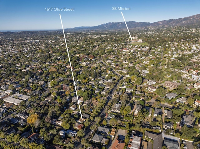 drone / aerial view with a mountain view