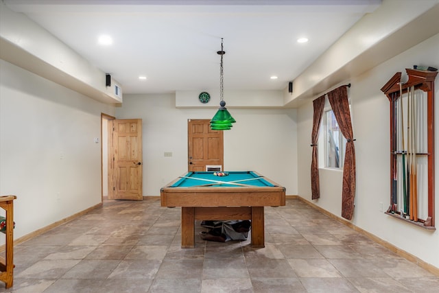 rec room with billiards