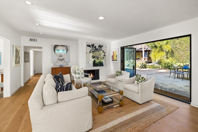 living room featuring light hardwood / wood-style flooring