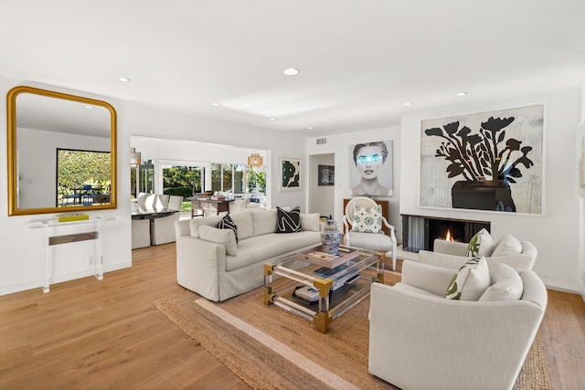 living room featuring light hardwood / wood-style floors