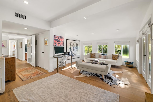 living room featuring light hardwood / wood-style flooring