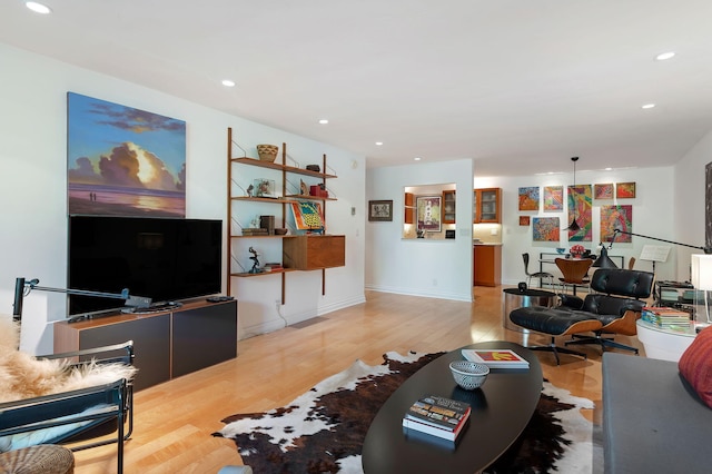 living room featuring wood-type flooring