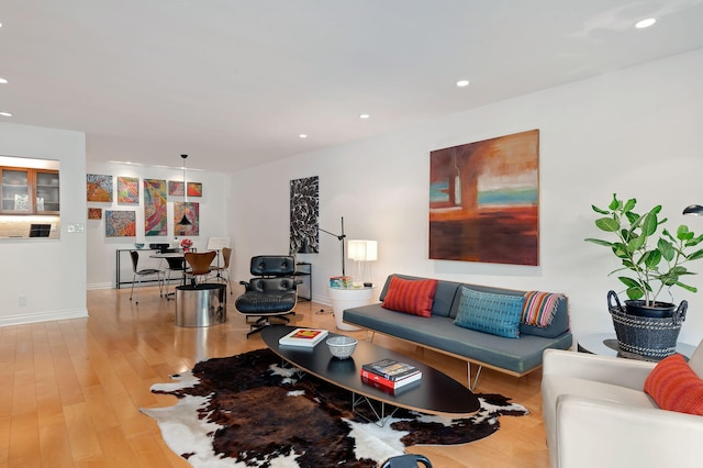 living room featuring light hardwood / wood-style floors