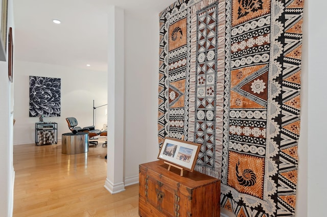 interior space with light hardwood / wood-style flooring