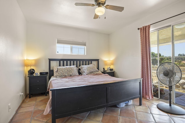 bedroom featuring ceiling fan