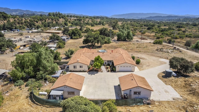 drone / aerial view with a mountain view