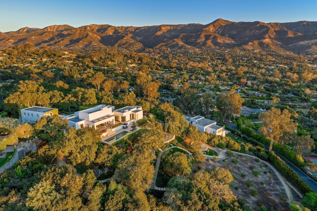 birds eye view of property with a mountain view