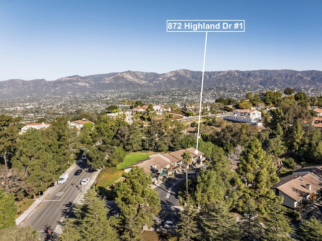 bird's eye view with a mountain view