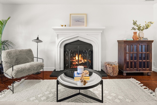 living area featuring hardwood / wood-style flooring