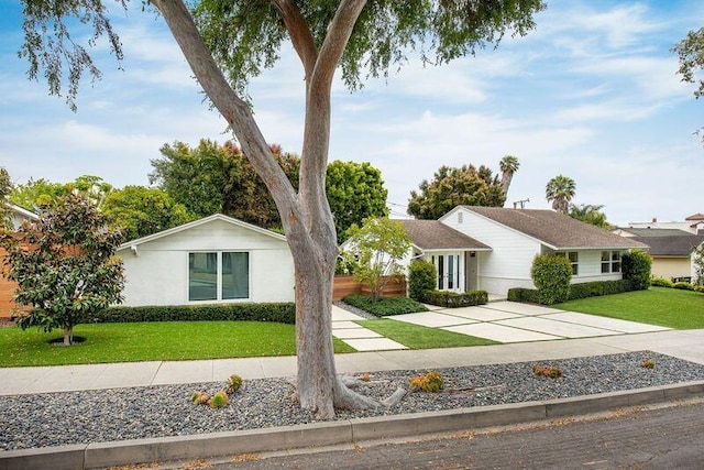 ranch-style house with a front lawn