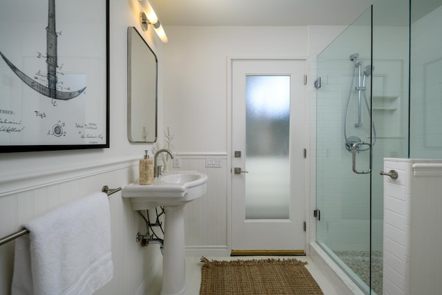 bathroom featuring walk in shower