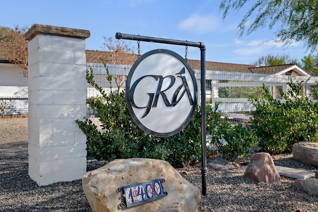 view of community sign