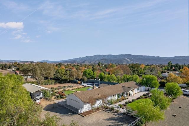 bird's eye view with a mountain view