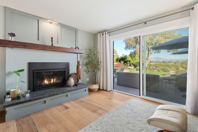 living room featuring light wood-type flooring