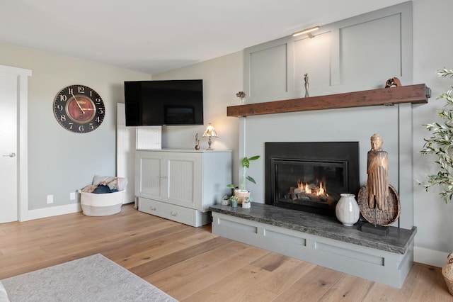 living room with light hardwood / wood-style floors