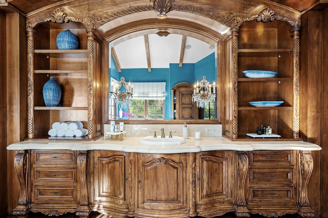 bathroom featuring vanity and built in features