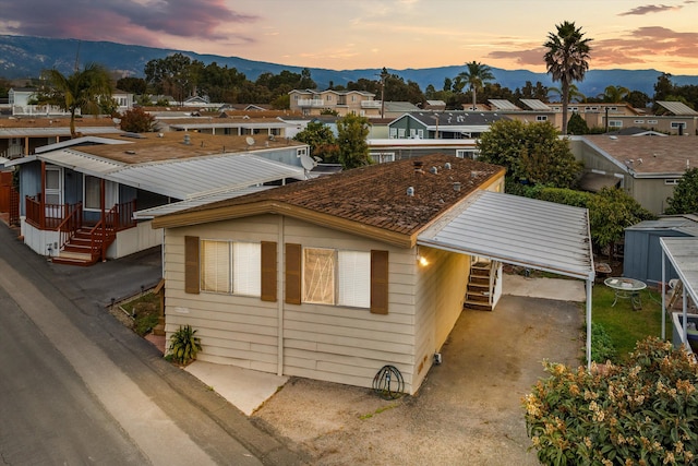 exterior space with a mountain view