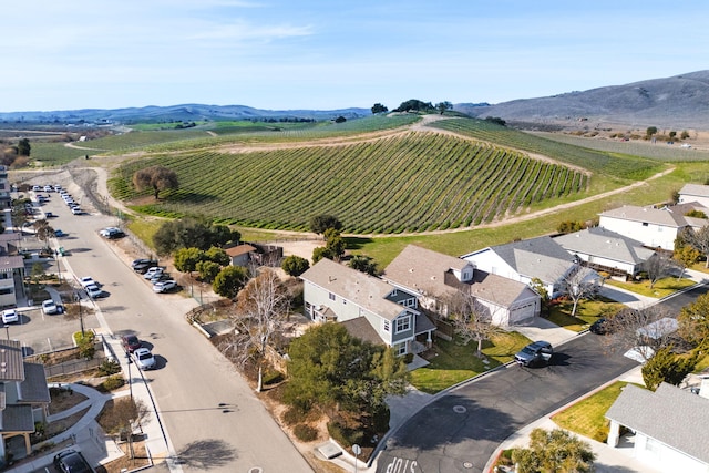 drone / aerial view with a mountain view and a residential view