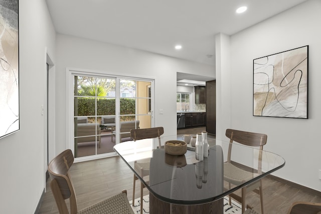 dining room featuring dark hardwood / wood-style flooring