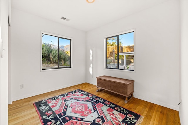 interior space with light hardwood / wood-style floors