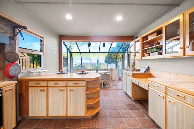 kitchen with light brown cabinets