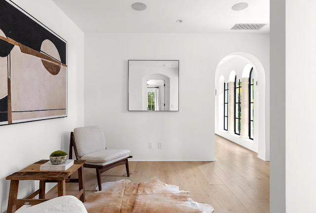 living area featuring light hardwood / wood-style flooring