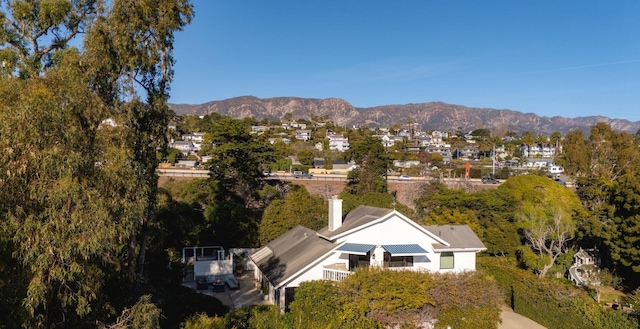 aerial view with a mountain view