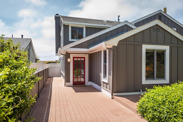 view of front of house with a wooden deck