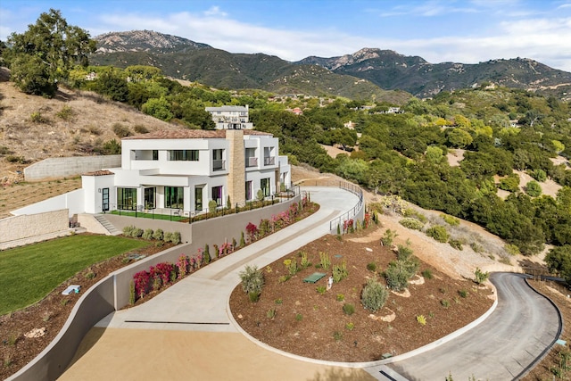 exterior space with a mountain view