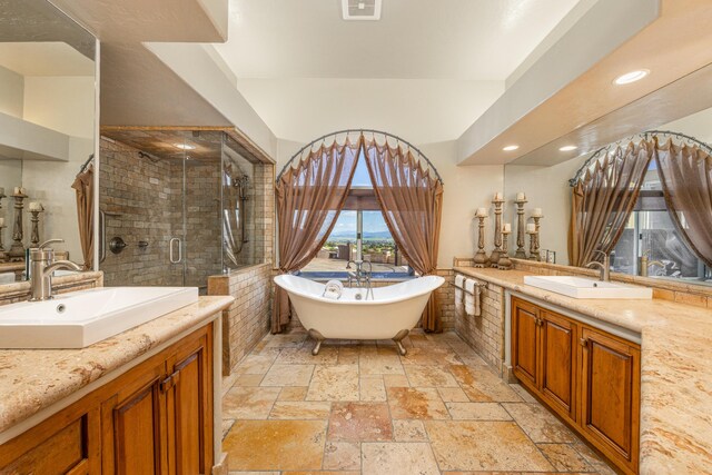 2408 Latigo Dr, Solvang, CA 93463 - bathroom featuring separate shower and tub and vanity