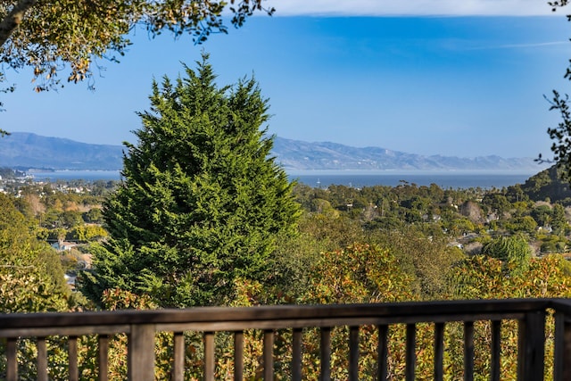 view of mountain feature with a water view