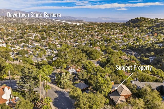 aerial view with a mountain view