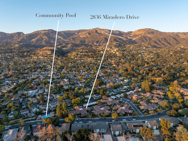 aerial view featuring a mountain view