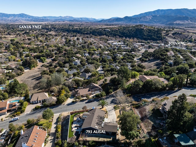 drone / aerial view with a mountain view