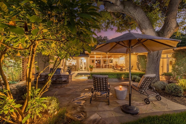 708 Cuyama Rd, Ojai, CA 93023 - view of patio terrace at dusk