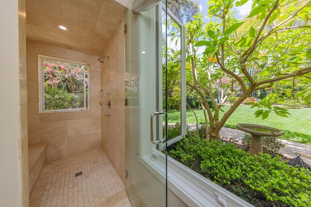 708 Cuyama Rd, Ojai, CA 93023 - bathroom with tiled shower
