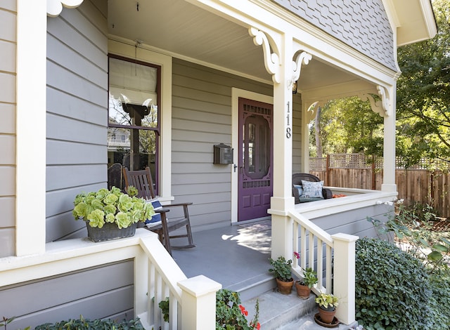 entrance to property with a porch