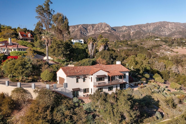 aerial view with a mountain view