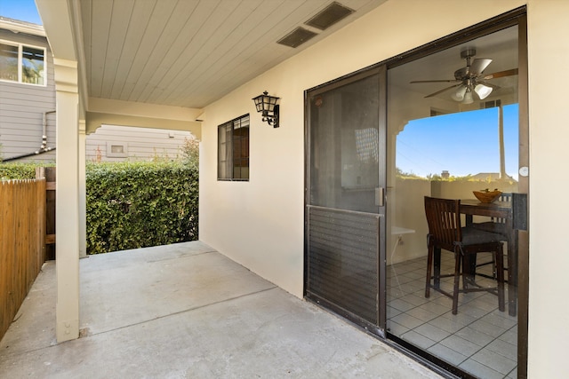 view of patio with ceiling fan