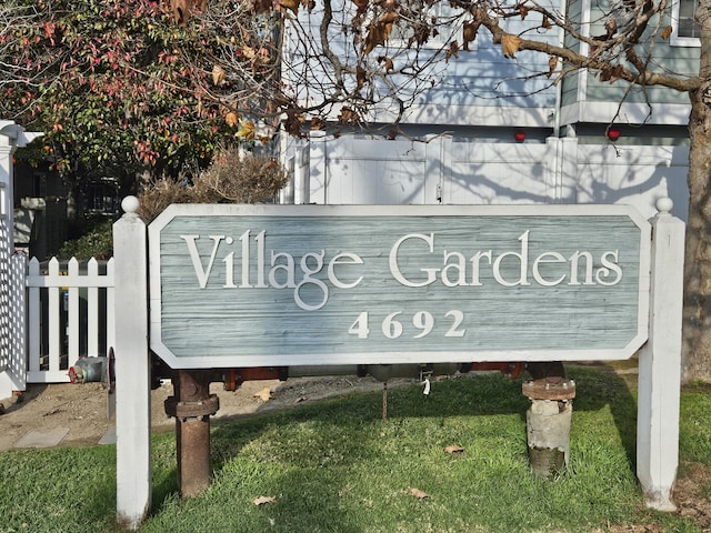 view of community sign