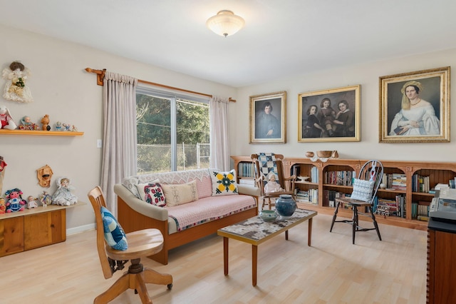 living room with light wood-type flooring