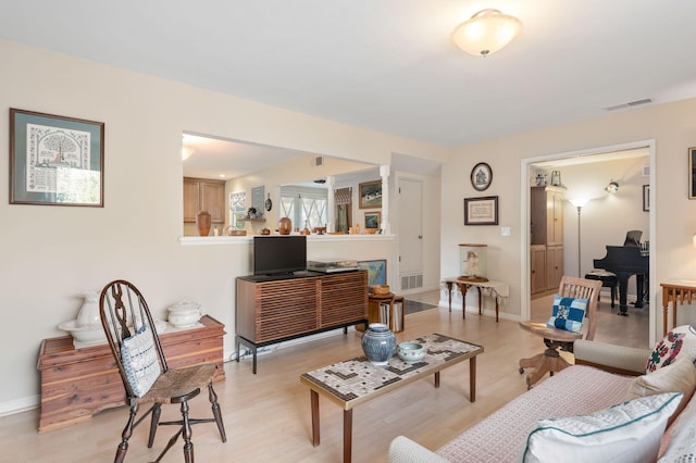 living room featuring light hardwood / wood-style floors