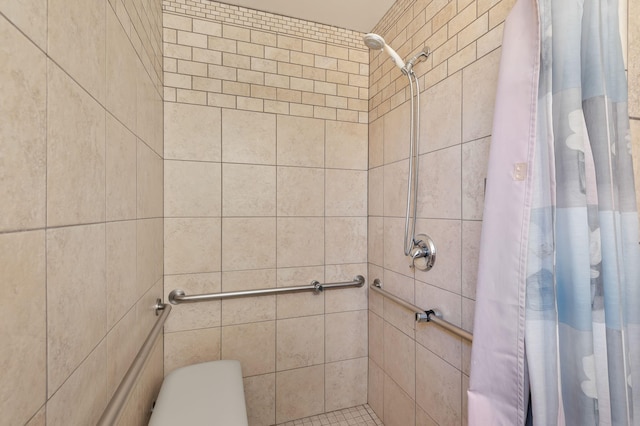 bathroom featuring a shower with shower curtain