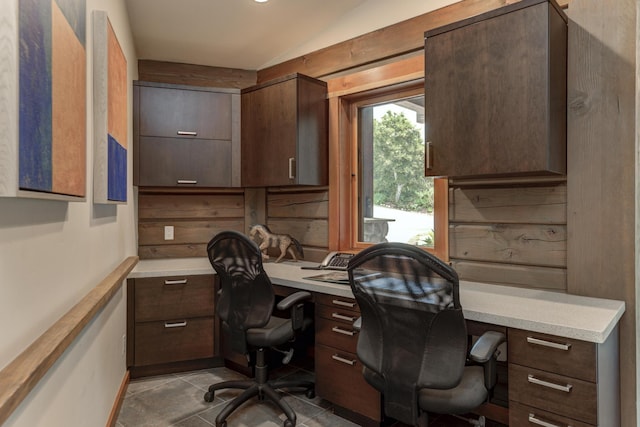 office with lofted ceiling