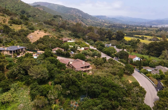 drone / aerial view with a mountain view