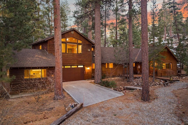 view of front of house with a garage