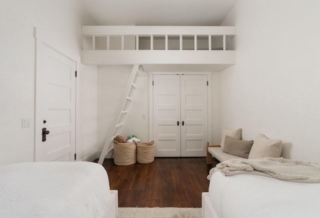 bedroom featuring a closet and dark wood-type flooring