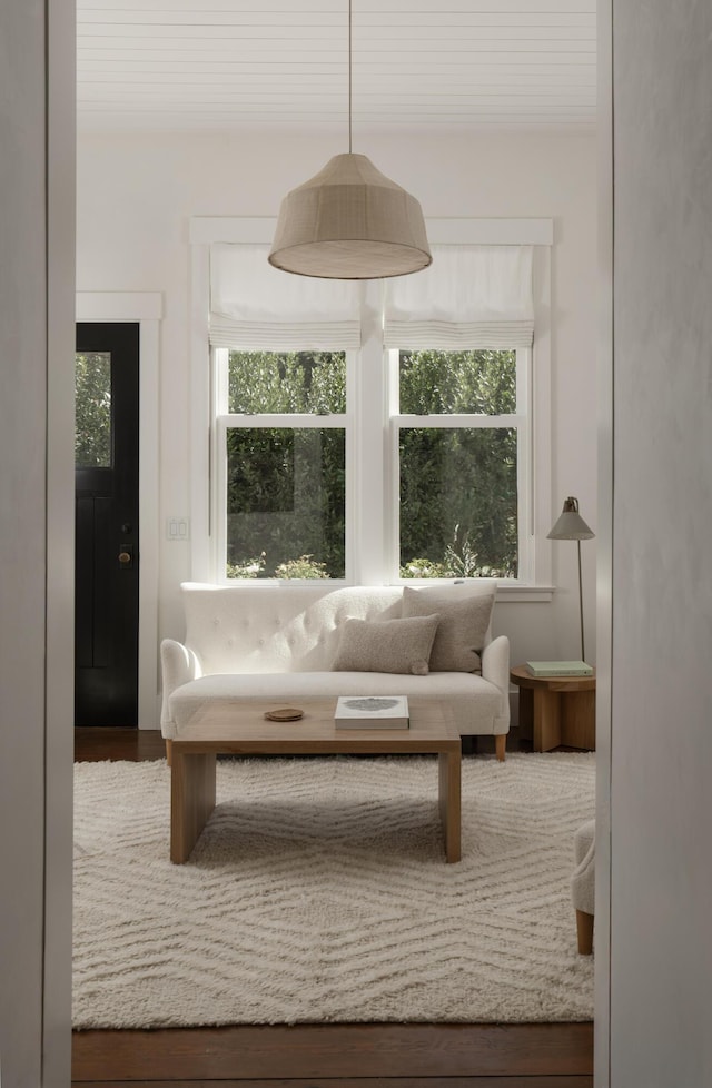 living area with wood-type flooring