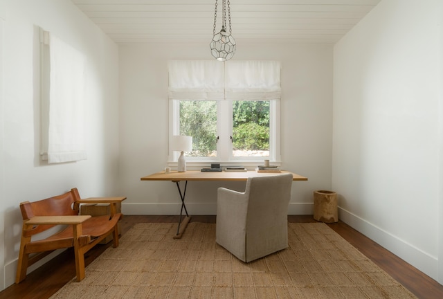 office with light hardwood / wood-style flooring