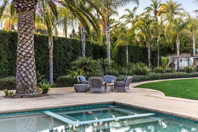 view of swimming pool featuring a patio